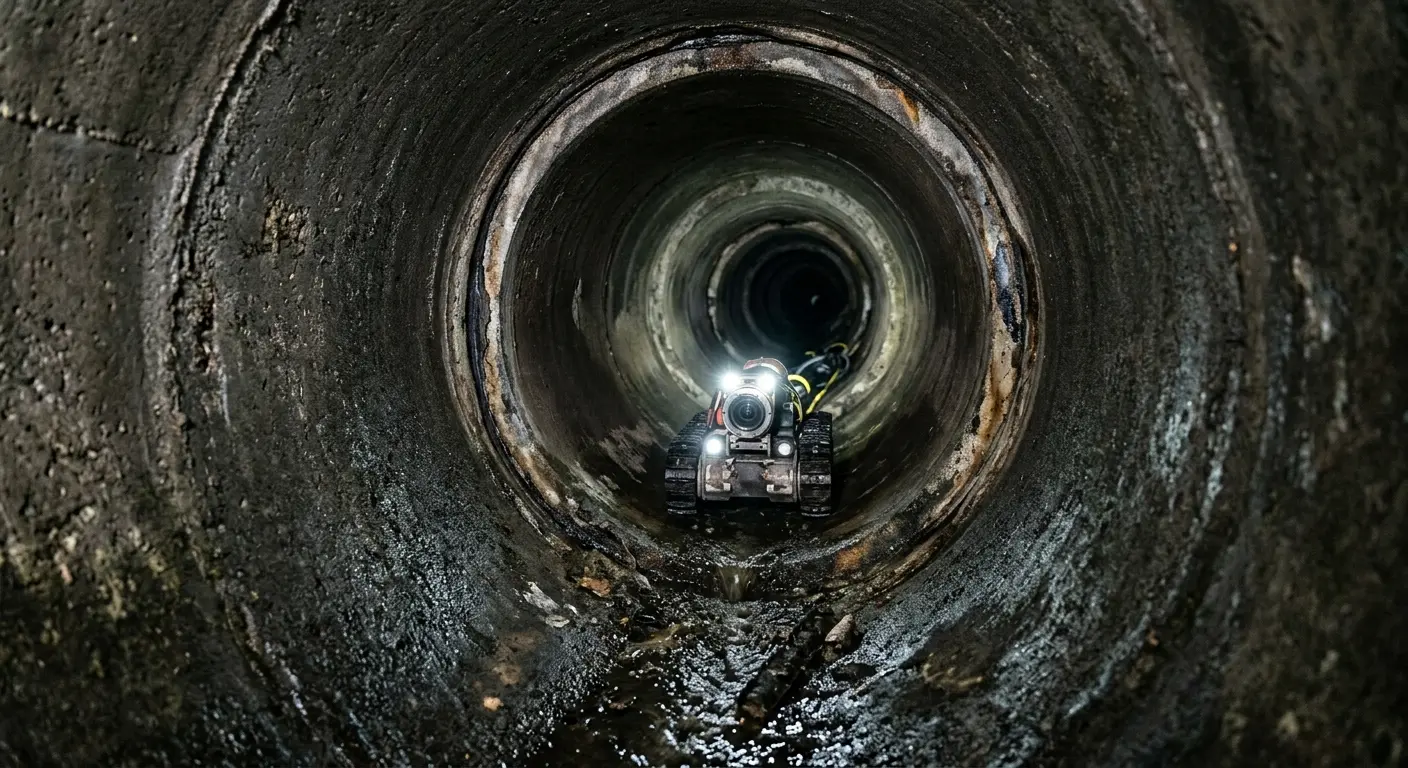 Robotic sewer camera inspecting pipe interior for Sewer Line Repair in Brunswick